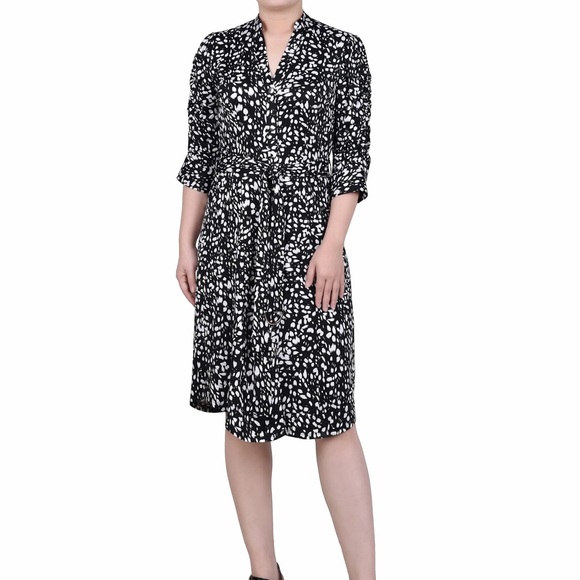 NWT- NY Collection Petite Elbow Sleeve Y Neck Dress, Petite XL - Picture 1 of 11